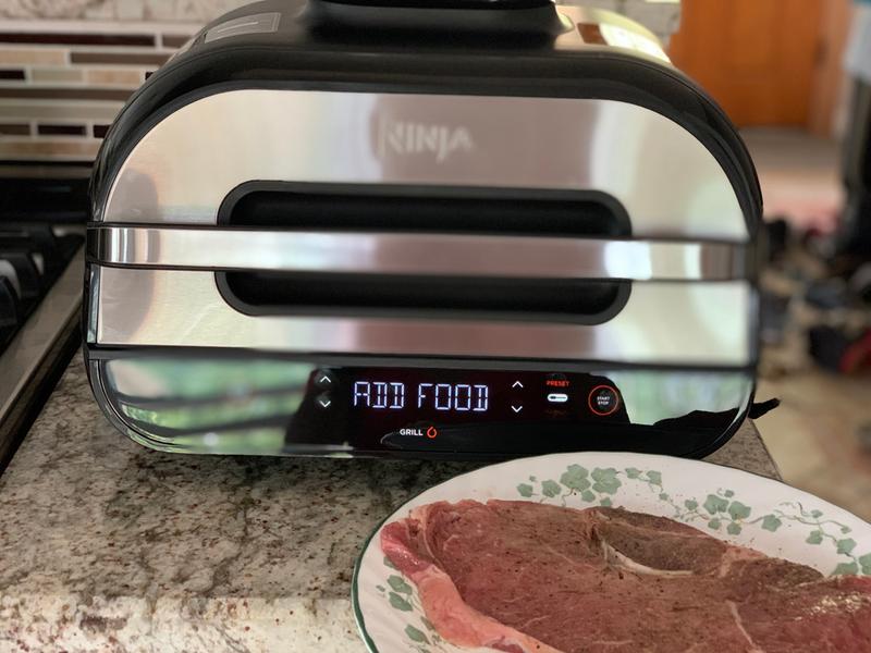  Ninja FG551 H Foodi Smart XL 6-in-1 Indoor Grill with 4-Quart Air  Fryer Roast Bake Dehydrate Broil and Leave-In Thermometer, with Extra Large  Capacity, and a Stainless Steel Finish (Renewed) (NAVY/Blue)