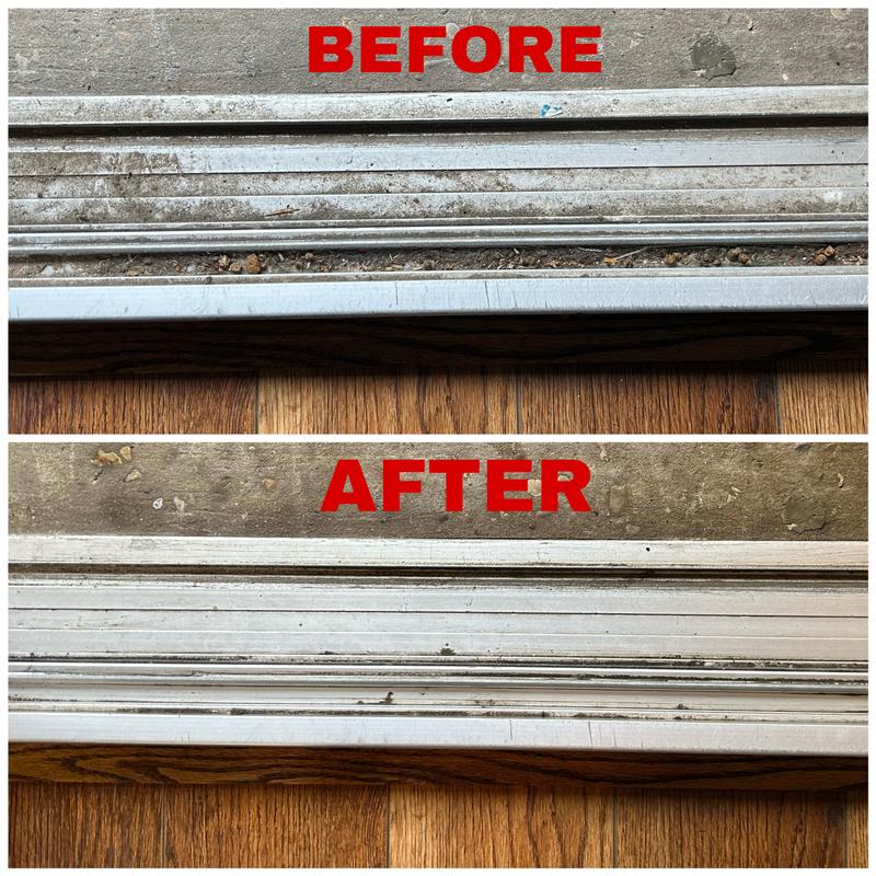 Crevice tool for door tracks