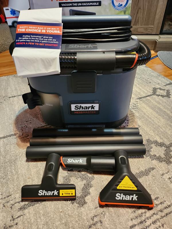 Shark MessMaster Portable Wet Dry Vacuum, Small Shop Vac, 1 Gallon  Capacity, Corded, Handheld, for Pets & Cars, AnyBag Technology,  Self-Cleaning