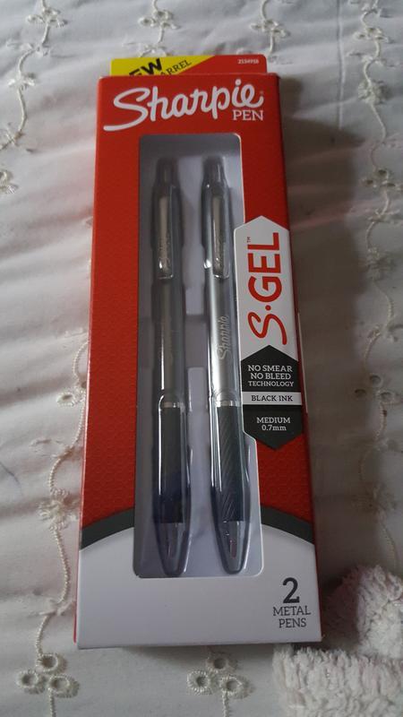 Sharpie S-Gel Premium Metal Barrel Gel Pen, Retractable, Medium 0.7 mm, Black Ink, Black Barrel, 2/Pack