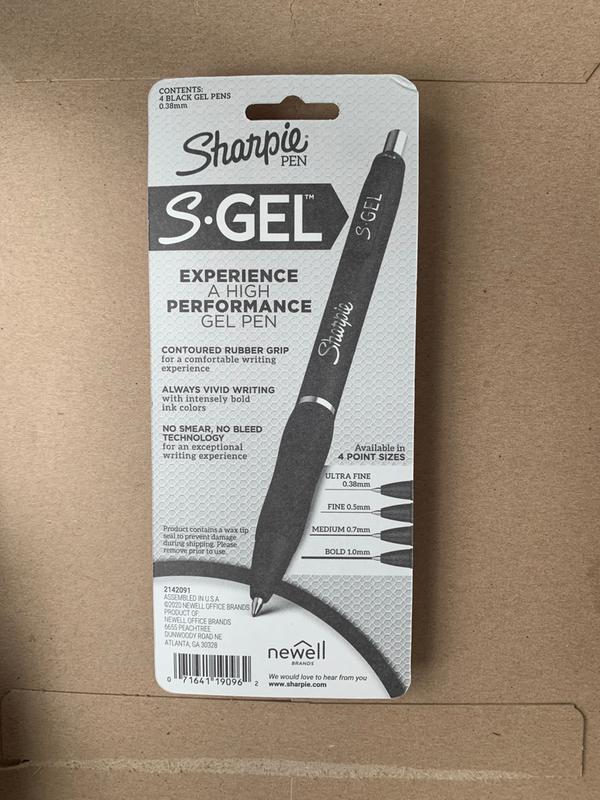 SHARPIE S-Gel, Gel Pens, Ultra Fine Point (0.38mm), Black, 12 Count
