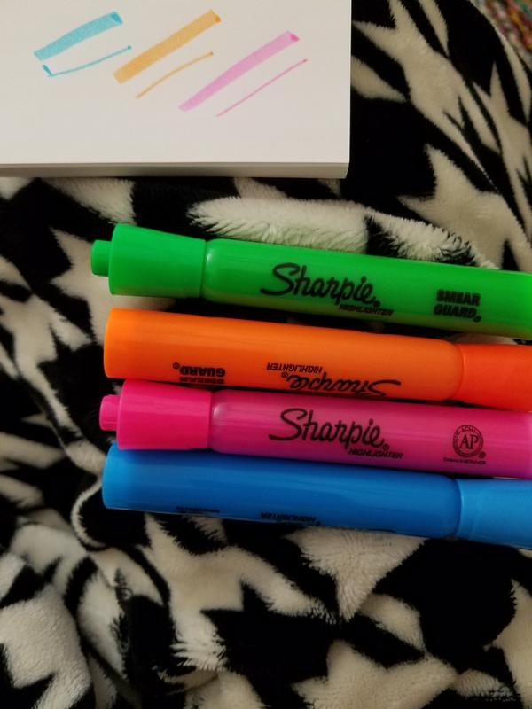 2) Sharpie Tank Highlighters, Assorted Colors, 4-Count Smear Guard