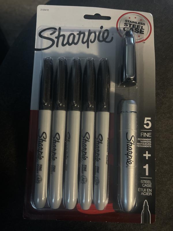 Sharpie Permanent Markers with Stainless Steel Marker Case, Fine