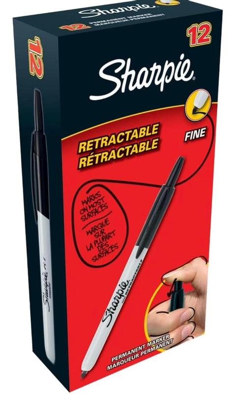Sharpie Retractable Fine Point Permanent Marker, Black 1 ea (Pack of 3