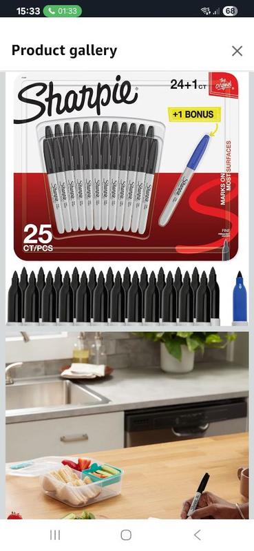 24-Pack King Size Permanent Markers - Chisel Tip Black Markers For Writing On Multiple Surfaces