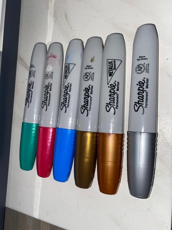 Sharpie Metallic Permanent Markers, Chisel Tip, Assorted Colors, 6 Count 