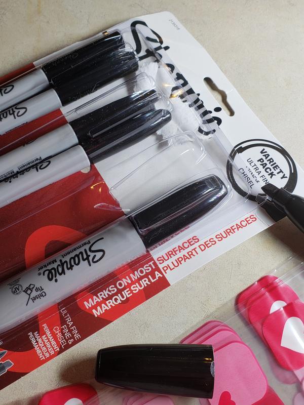 Sharpie Permanent Markers 6 Pack - 3 Fine Point & 3 Ultra Fine Point Black Markers
