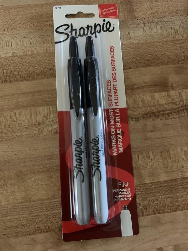 Retractable Permanent Marker, Fine Bullet Tip, Black