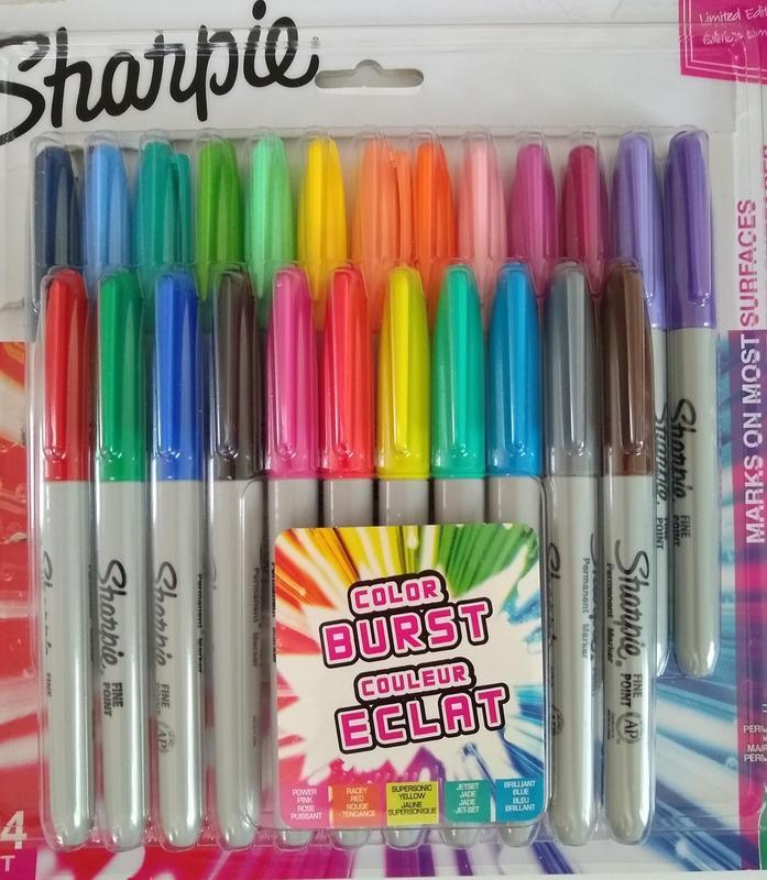 Sharpie Color Burst Permanent Markers, Fine Tip, Assorted, 24/Pack  (1949557), Staples