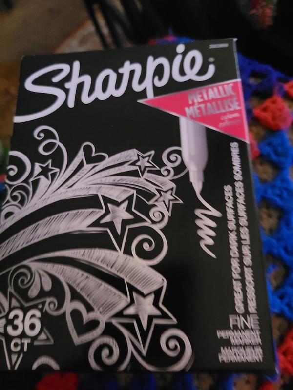 Sharpie Metallic Permanent Markers, Fine Point, Silver, 12 Count