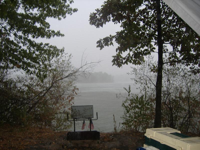 Sitting under the canopy in my lawn chair drinking a cold adult beverage watching the rain storm.