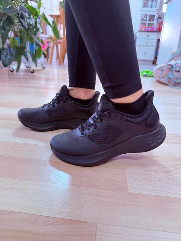 LILA™ Zoey Black Athletic Work Sneakers for Women