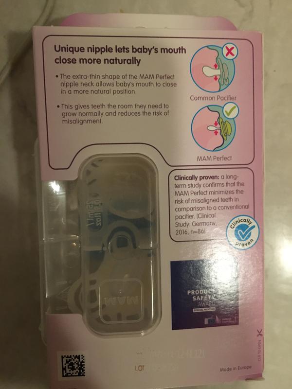 MAM Perfect Night Baby Pacifier, Patented Nipple, Glows in the Dark, 2  Pack, 0-6 Months, Unisex 