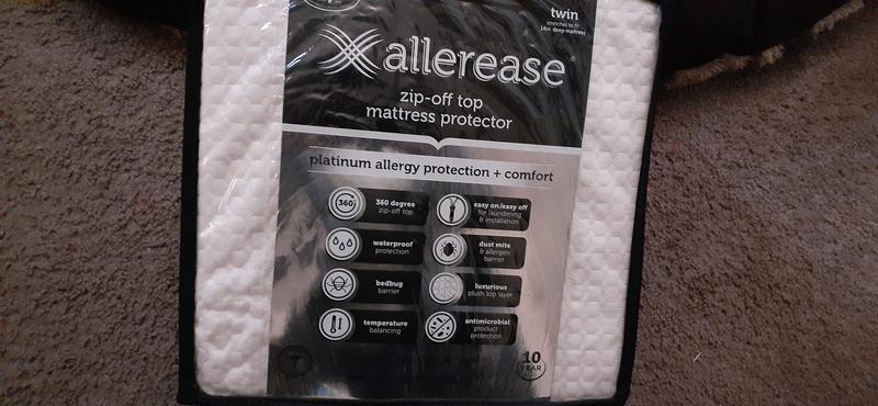 MATTRESS PROTECTOR Platinum Allergy Relief Zip-Off Top Zippered Twin  ALLEREASE