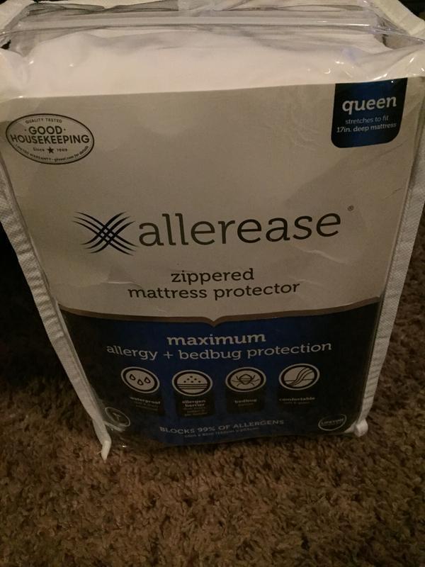 AllerEase Maximum Allergy and Bedbug Waterproof Zippered Mattress Protector,  Queen 1 ct