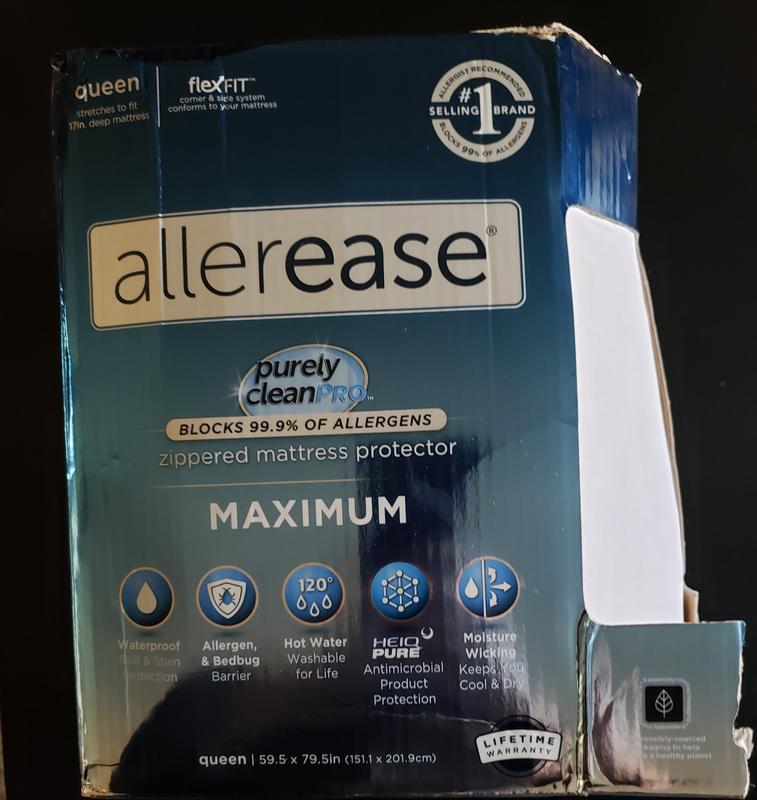 AllerEase Maximum Allergy and Bedbug Waterproof Zippered Mattress Protector,  Queen 1 ct