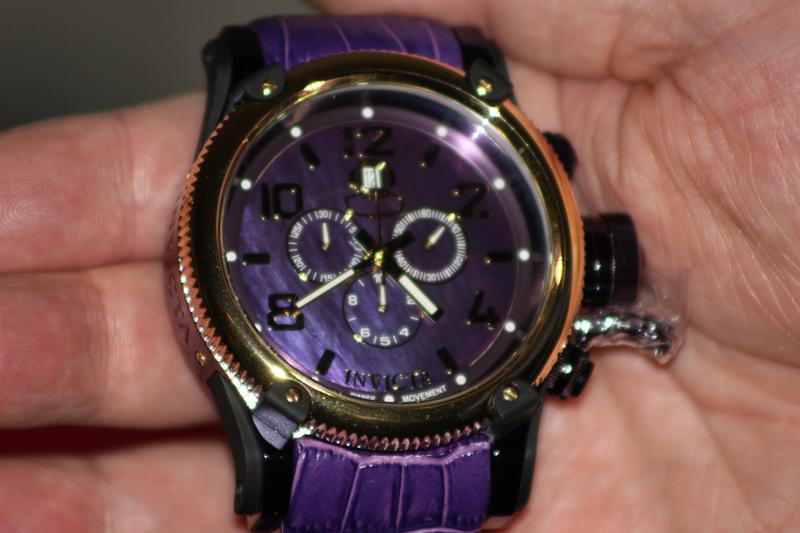Invicta Diver Elegant 52mm Purple Label Swiss Quartz MOP Watch 