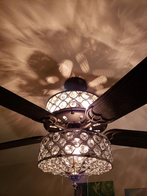 Style At Home With Margie 52 Double Lit Glass Crystal Ceiling Fan