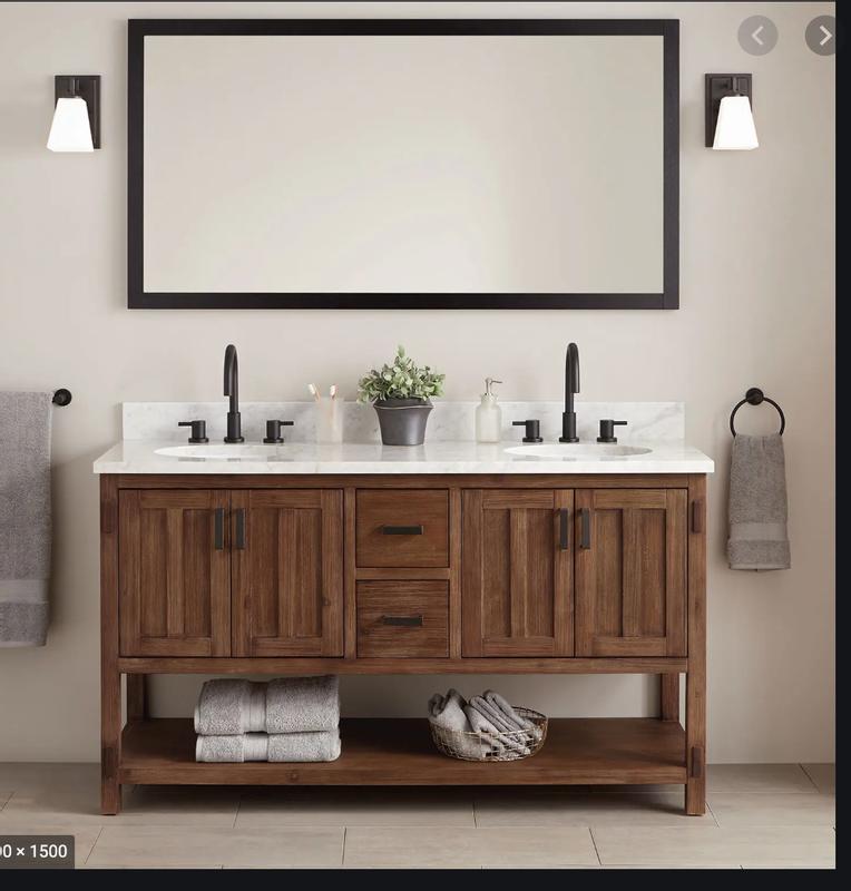 60 Morris Console Double Vanity For, What Size Mirror For 60 Double Vanity