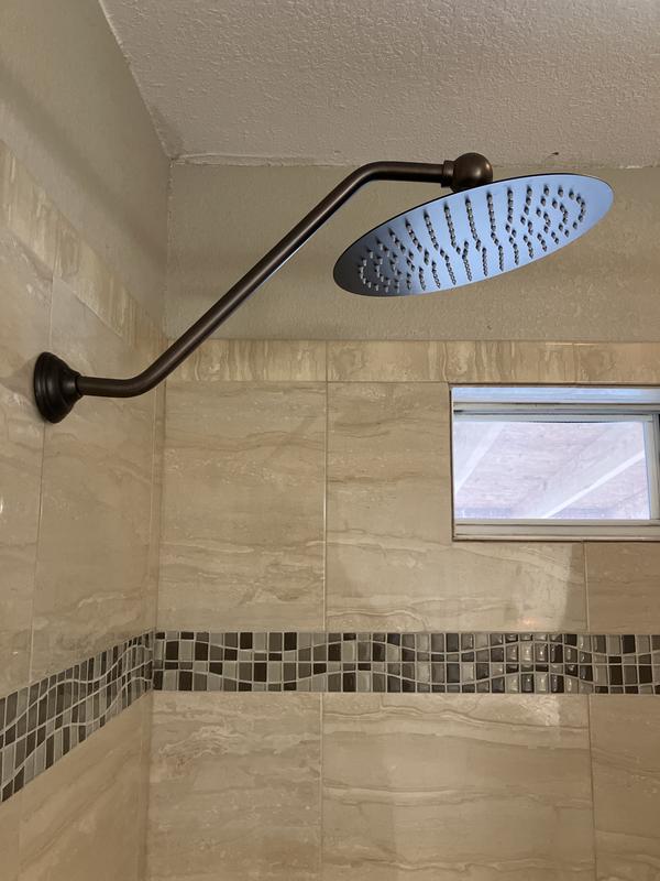 TRUSTMI Square Shower Arm Wall Mount 8 Inch Angled Shower Head Extension Pipe V Shape Showerhead - View #3