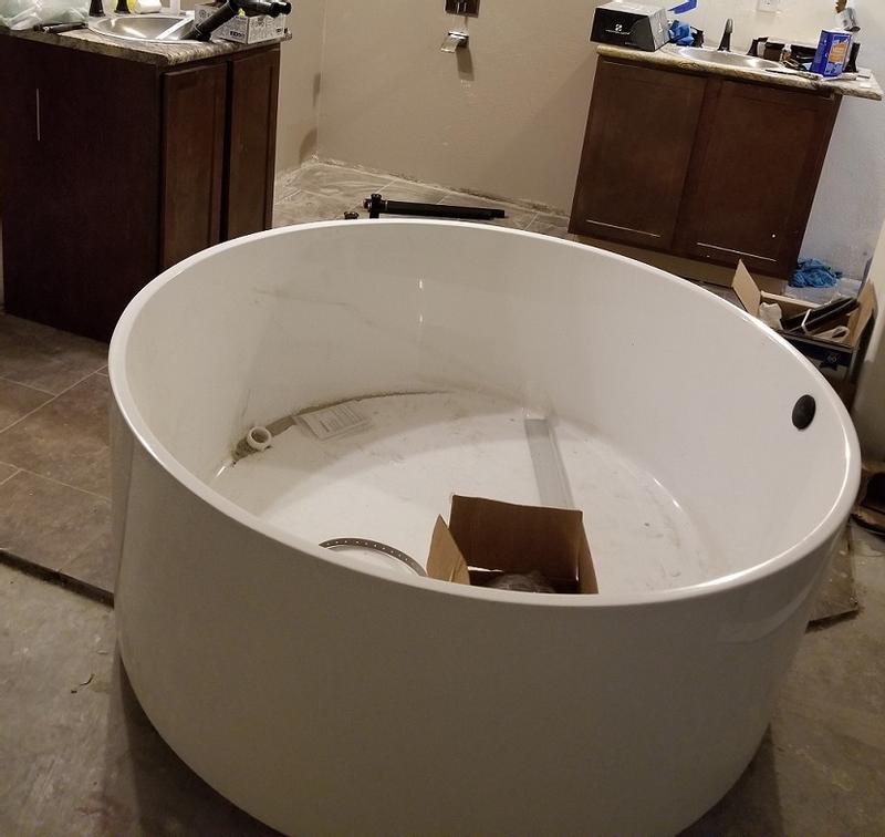 Dempsey Round Acrylic Freestanding Tub, Round Freestanding Bathtub