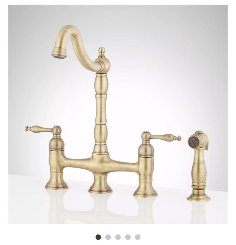 Delacour Bridge Kitchen Faucet with Side Spray - Brushed Gold