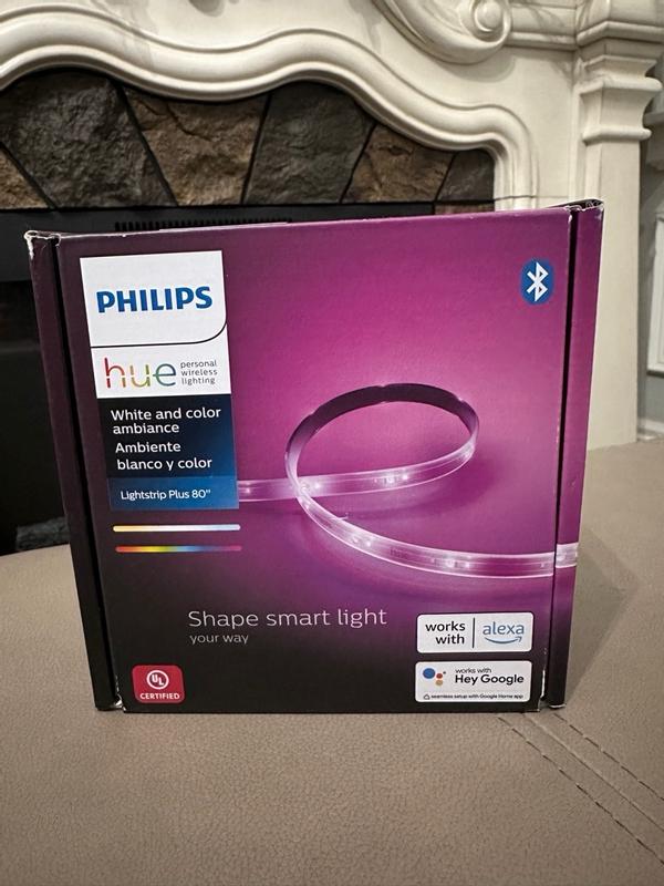  Philips Hue 800276 White and Color Ambiance LightStrip Plus  Dimmable LED Smart Light (Requires Hue Hub, Works with Alexa, HomeKit &  Google Assistant), 80 inch : Tools & Home Improvement