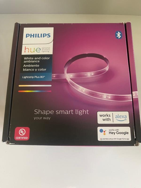 Philips Hue - Lightstrip+ d'intérieur 2m avec base connectique V4 - White &  Color Ambiance x2 - Ruban LED connecté - Rue du Commerce