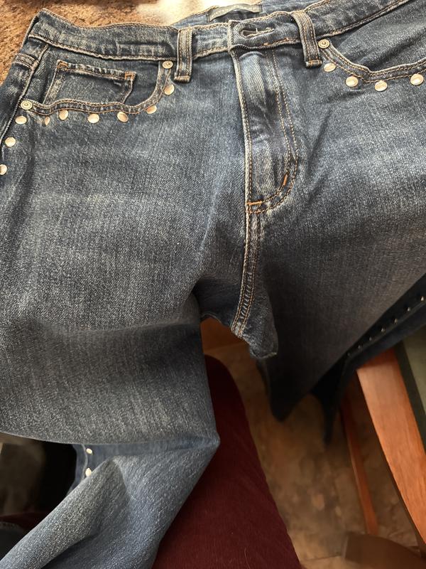 Jeans look lighter in photo than live!