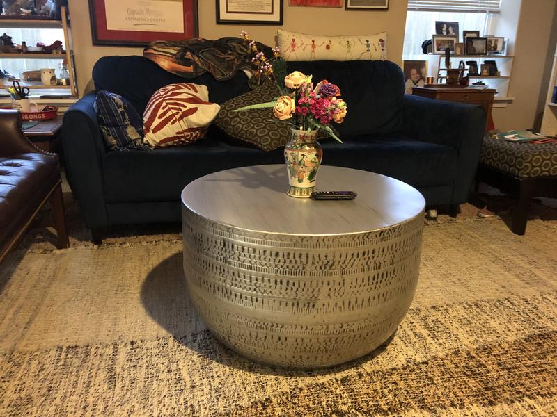 Large Metal Drum Table | Johnsen Industrial Accent Table