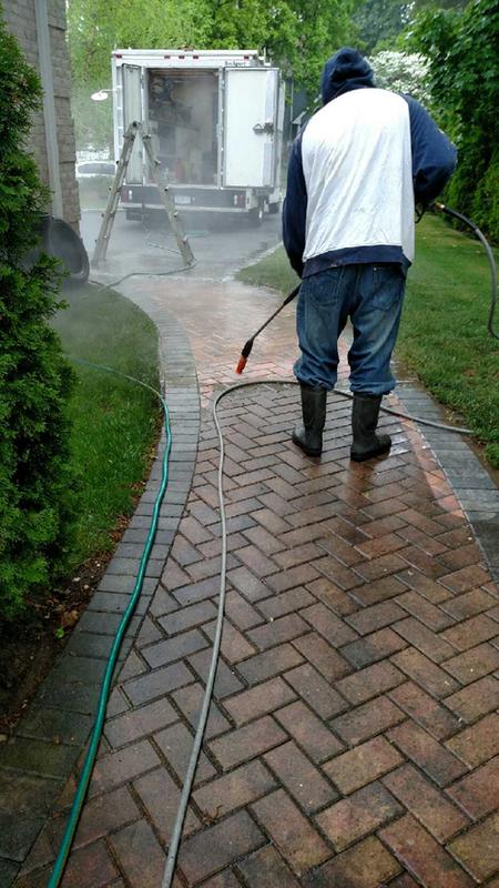 Power washing Brick walkway