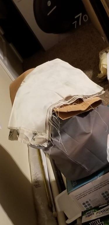 Machine here, project pieces in another corner. That's no fun