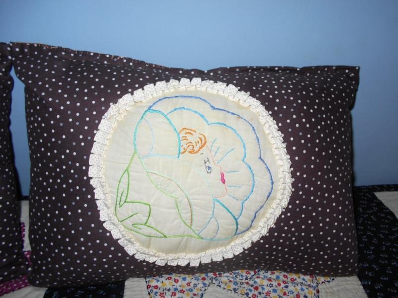 Embroidered 40 years ago, "pillowed" 2 months ago.