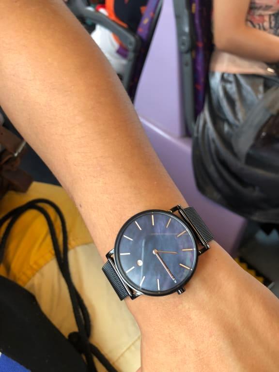 Hagen Slim Mother-of-Pearl Midnight Steel Mesh Watch