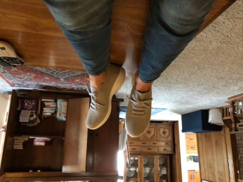 Skechers taupe slip on sneakers