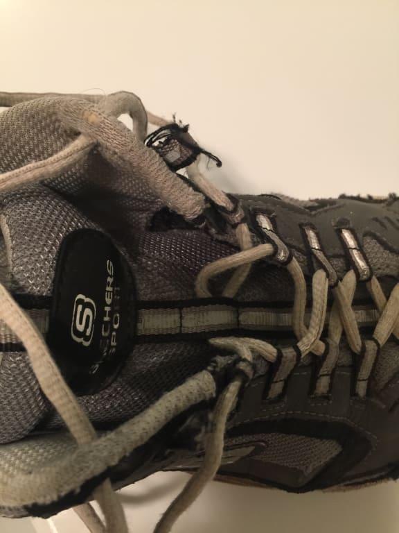 Shoe lace eyelets are weak points.