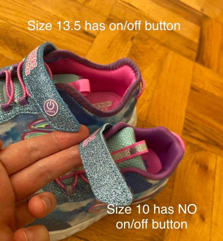 No on/off button for toddler sizes