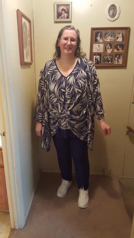 Me in my new outfit and white sneakers