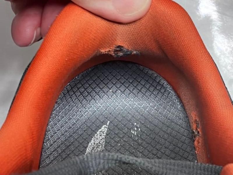 Wear holes on inside heel and side after 1 week.