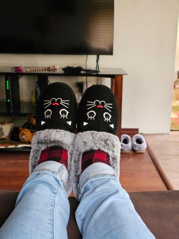 Cute< >Comfy< >Cozy< >Cat face slip in slip on slippers