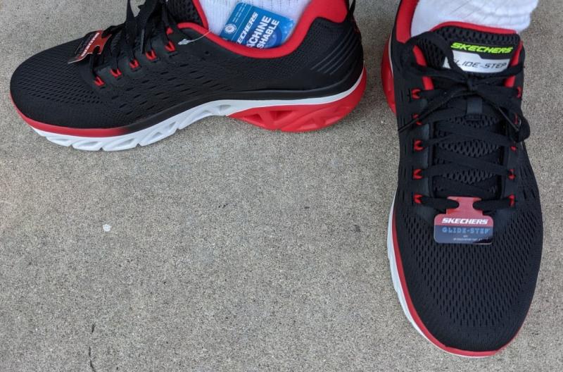 Don't usually take a photo of new shoes. However, sent a text to one of the grand-kids that loves red.