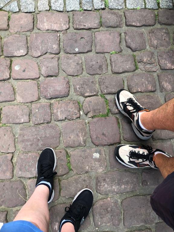My husband & I in our Skechers are perfect even on cobblestone