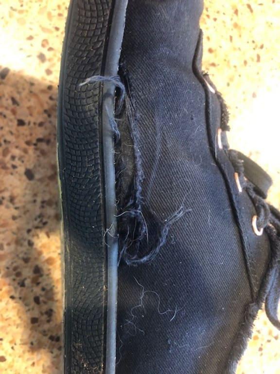 one of the places the glue to the sole has failed