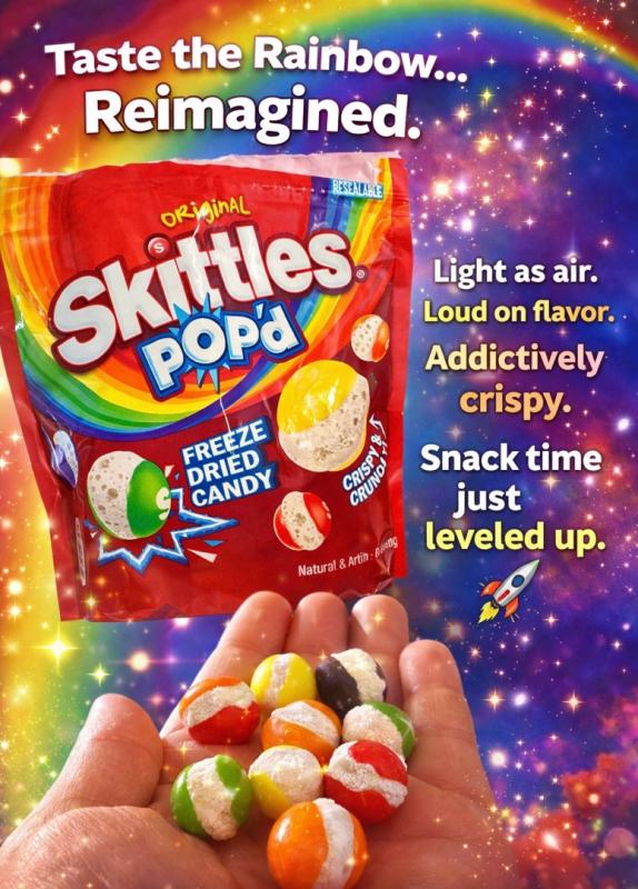 SKITTLES POP'd Original Freeze Dried Candy Grab N Go Bag, 5.5 oz