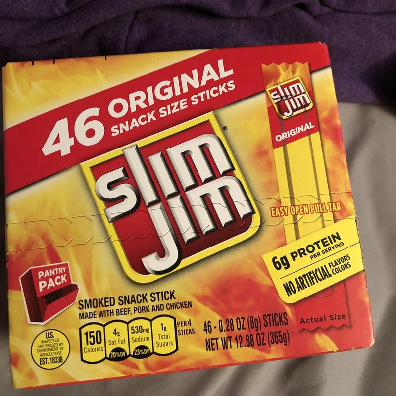 Slim Jim Original Smoked Snack Sticks 0.97 Oz Box Of 24 - Office Depot