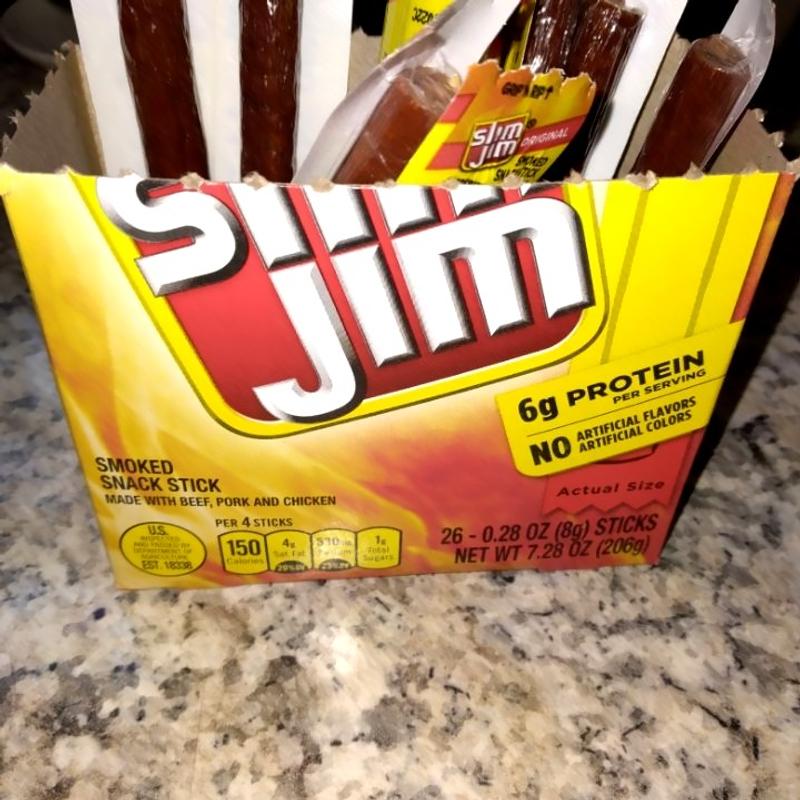 Slim Jim Original Snack Size Stick, 0.28 OZ Meat Snacks, 26 Count