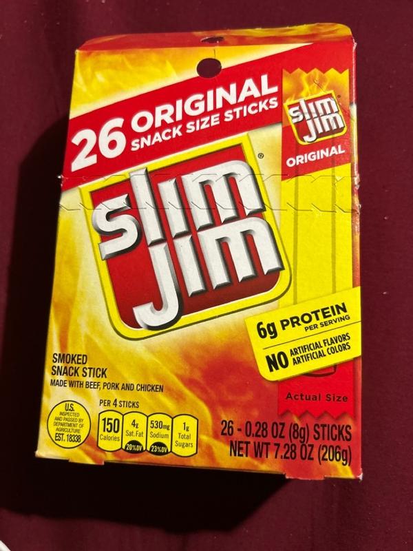 Slim Jim Original Snack Stick 3/$1.00, 0.28 oz, 120 Count (JERKYS)