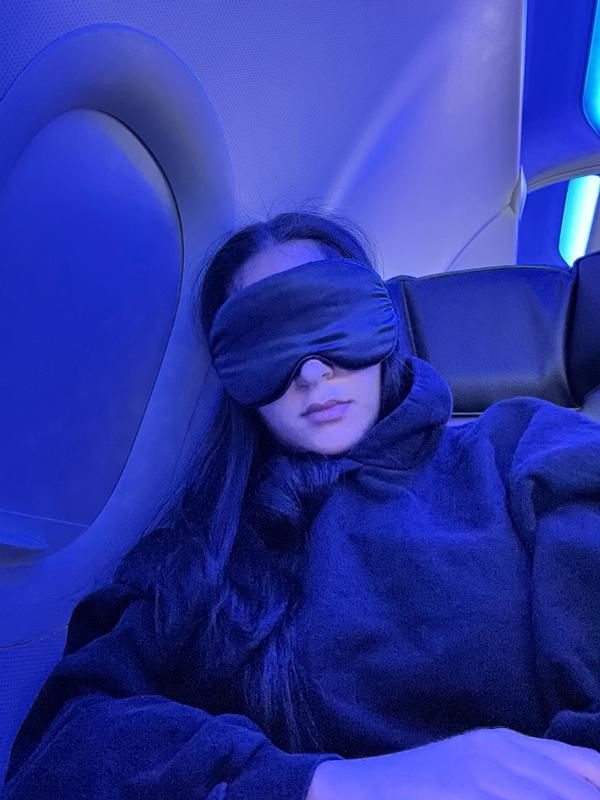 Customer photo for "Super soft fabric and the spacious eye area is comfortable for your lashes."