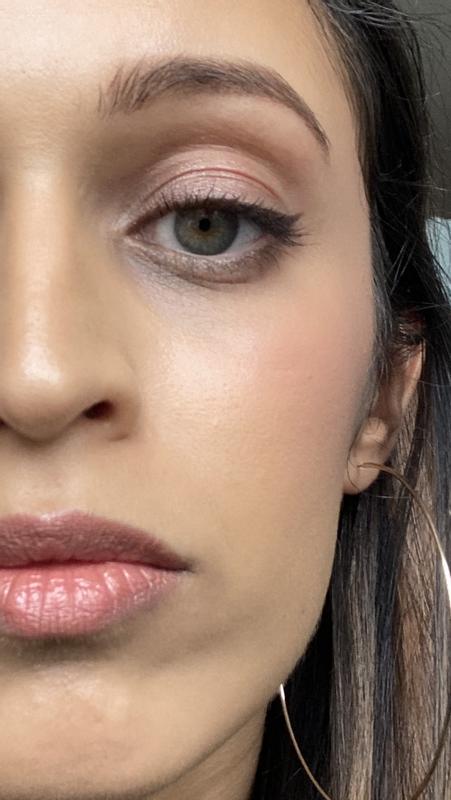 Winged liner, also wearing Rare Beauty liquid blush in the shade Hope