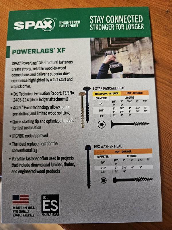 SPAX Powerlags XF PowerlagsXF-PH-BX Powerlags XF # 5/16-in x 6-3/4-in ...